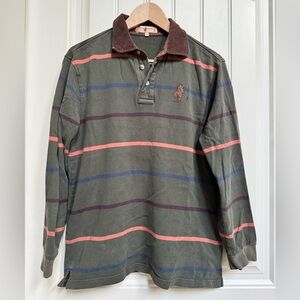 VTG Rough Rider Jeans Marlboro Classics 100% Cotton Green & Brown Rugby Shirt. L